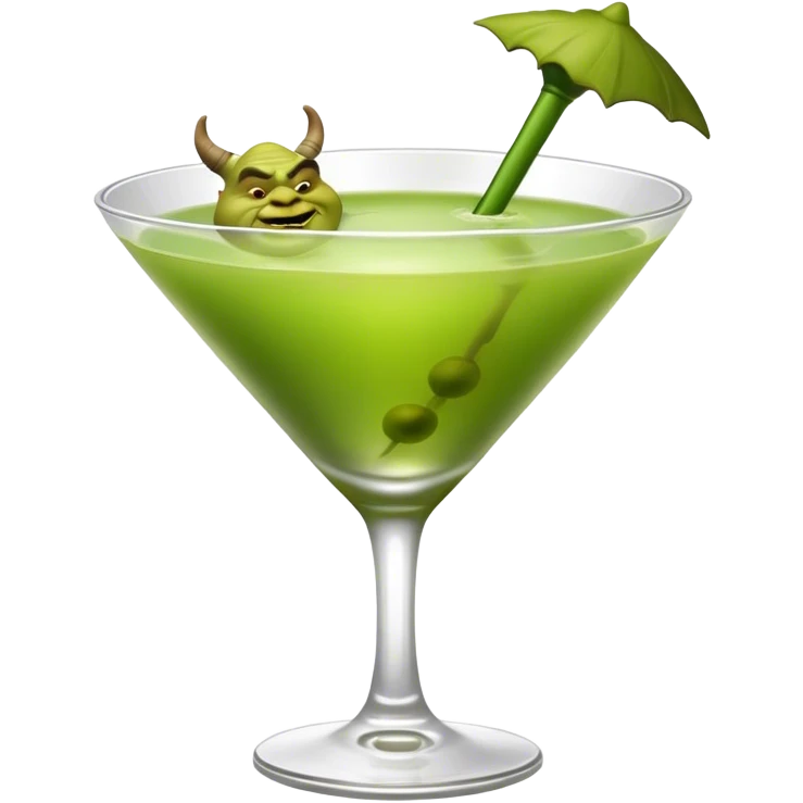 a green martini with ogre ears. shrek  emoji