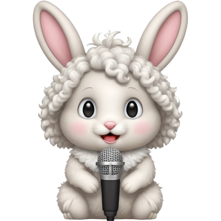 curly bunnie singing to mic emoji