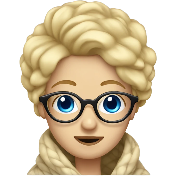 Blonde inside the blanket in glasses with blue eyes emoji