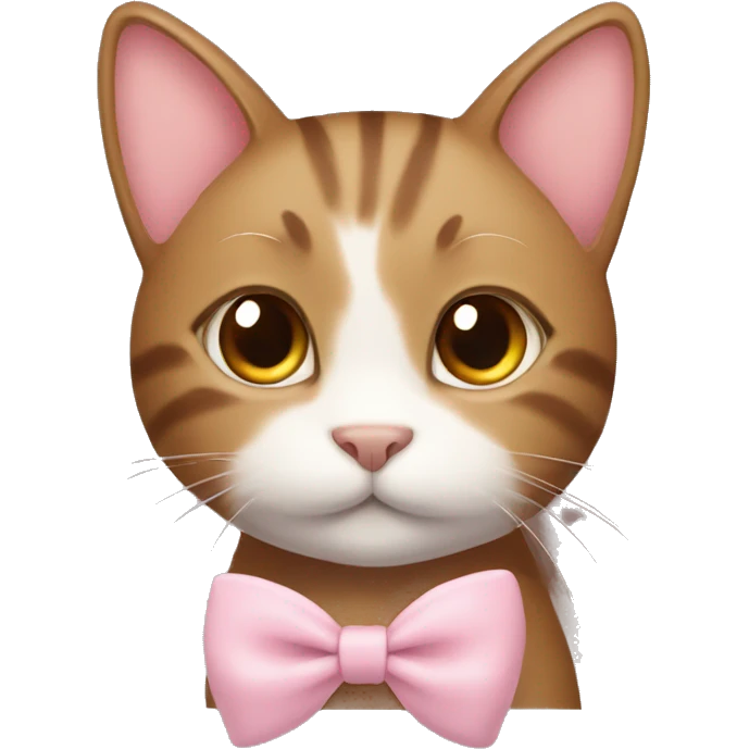 Cute brown cat with light pink bow  emoji