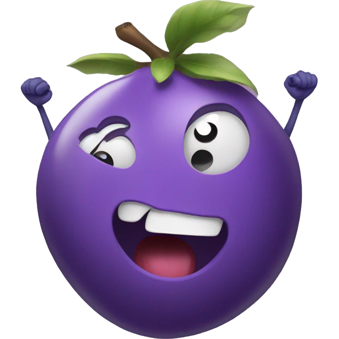 purple fruit cheering with legs and arms emoji