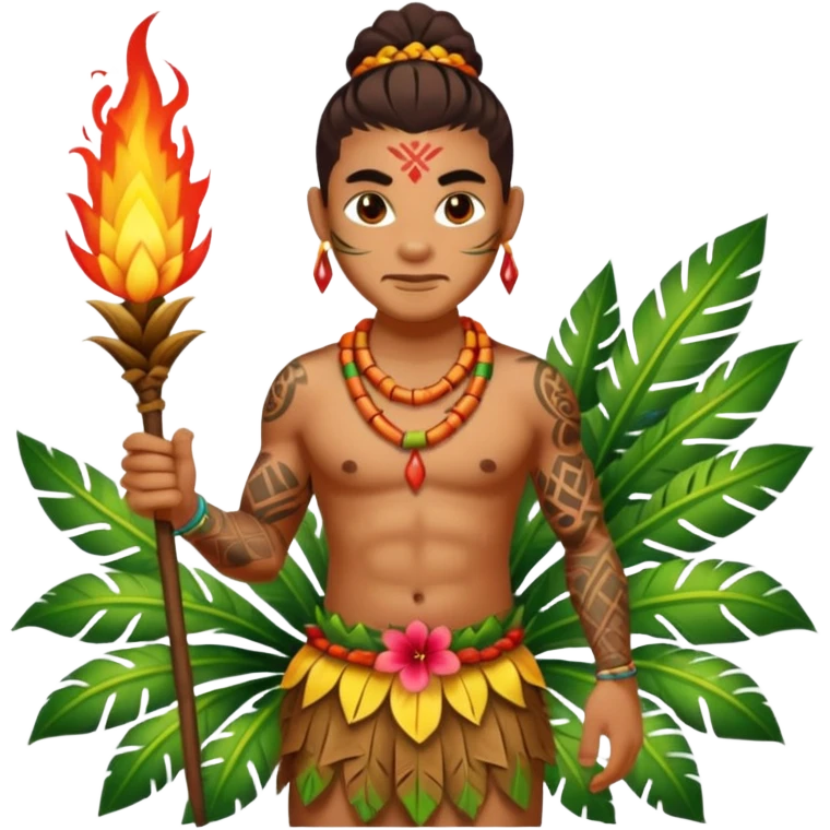 hawaiian fire dancer with tattoos emoji
