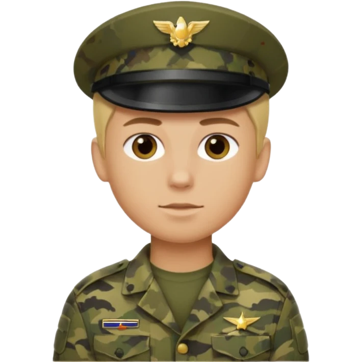a soldier with short blonde hair in camo male emoji