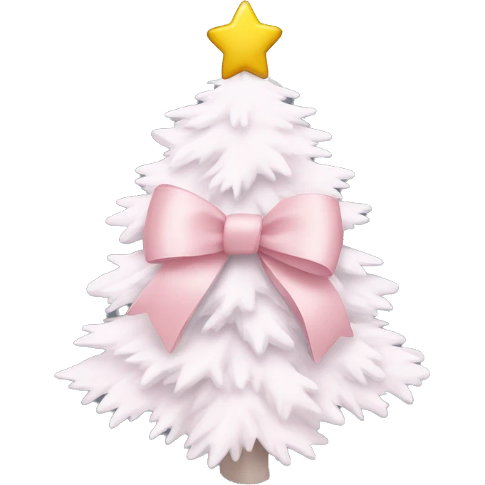 Cute light pink bow sitting on top of a white Christmas tree emoji