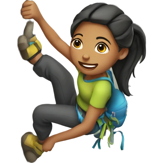 Girl with ponytail climbing rock wall emoji