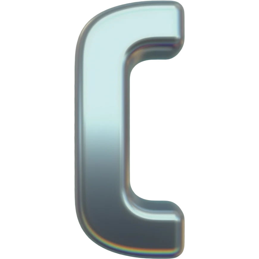Single chrome 3D character "[" centered on transparent background, 
sleek polished mirror metal, sharp elegant edges, 
subtle chromatic aberration on edges, RGB color fringing, 
no background, isolated object, sticker style, 
square format 1:1, brutalist Y2K chrome aesthetic emoji