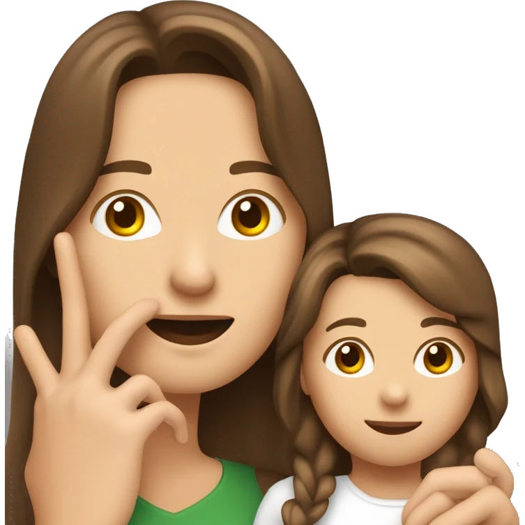 Frau braune haare mittelscheitel mit kleiner Tochter an der hand  emoji