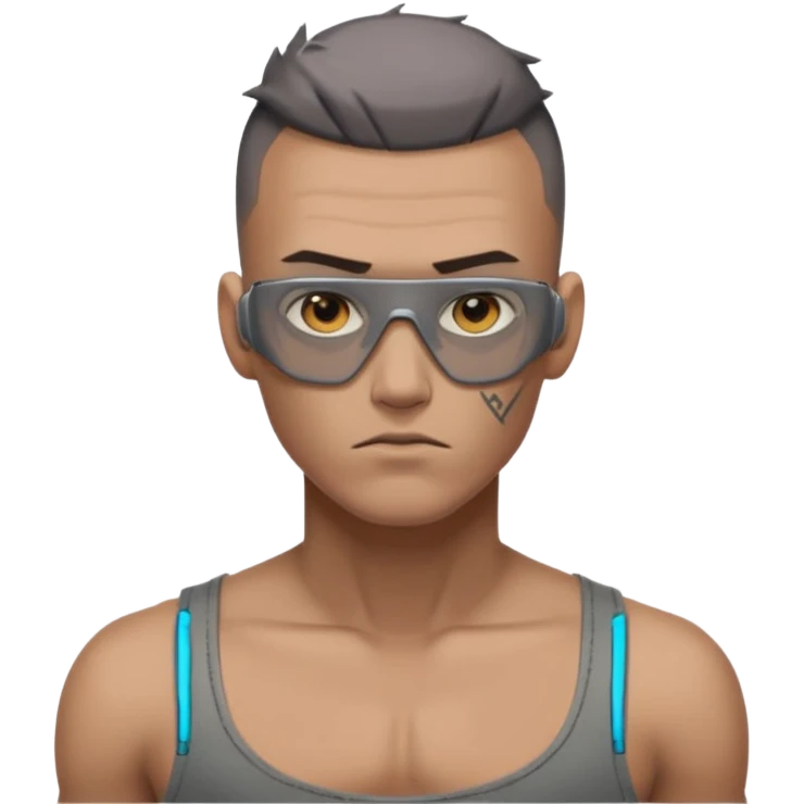 cyberpunk shaved man worn tank top emoji