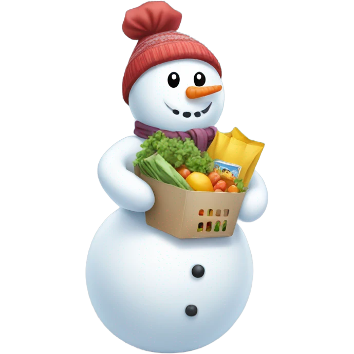 Snowman with groceries  emoji