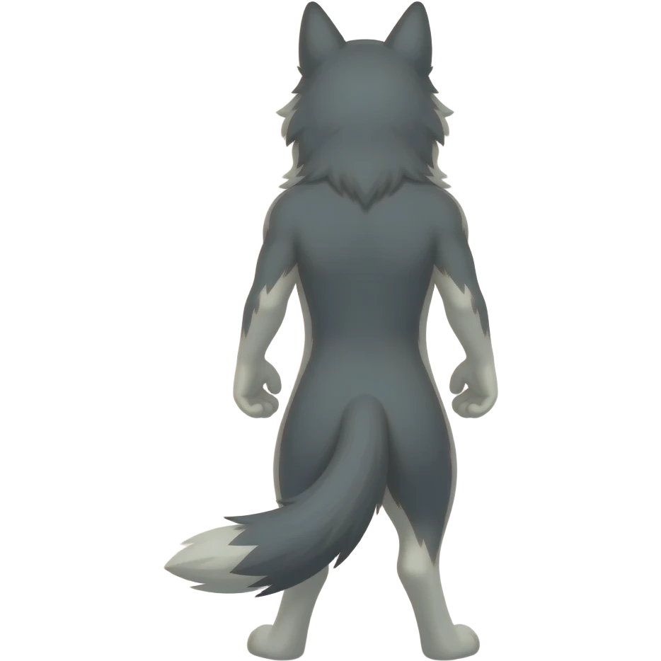 lobo animado  de espaldas pero que tenga 2 patas y este de pie emoji