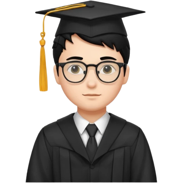 boy with glasses black hair in graduation suit emoji