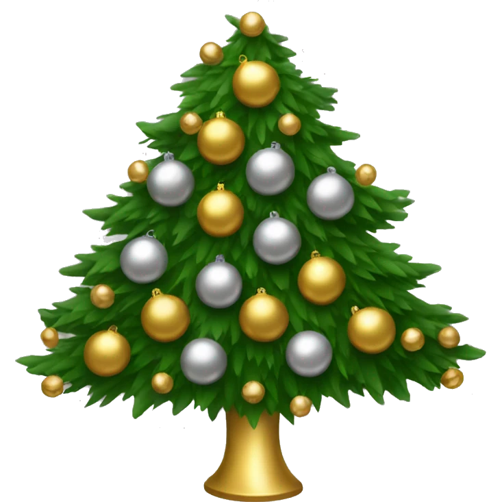 Christmas tree decorated with gold and silver balls emoji