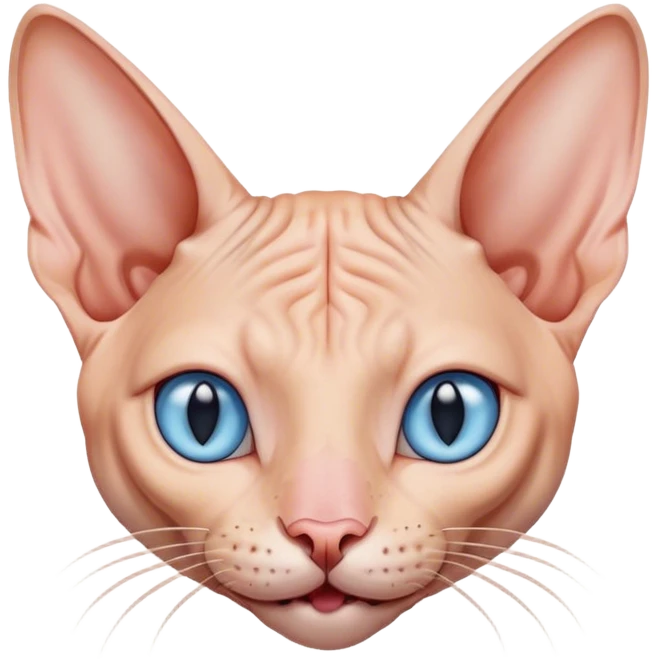 Happy Sphynx Cat with light blue eyes emoji