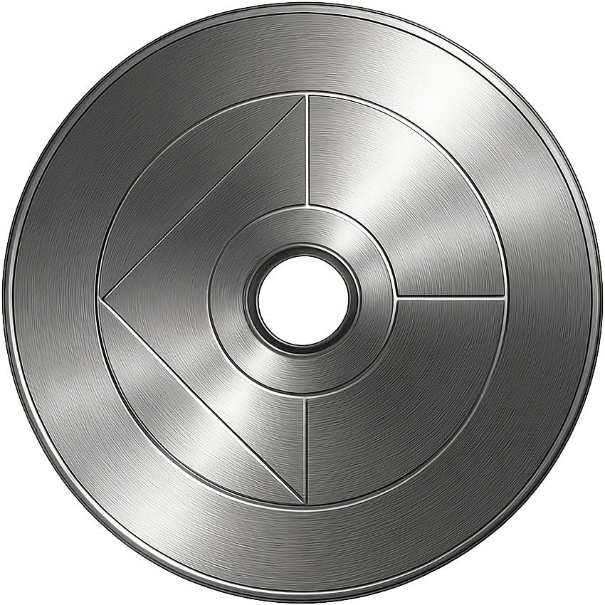 A minimalist CD disc with geometric pattern, glowing effect, blue color. emoji