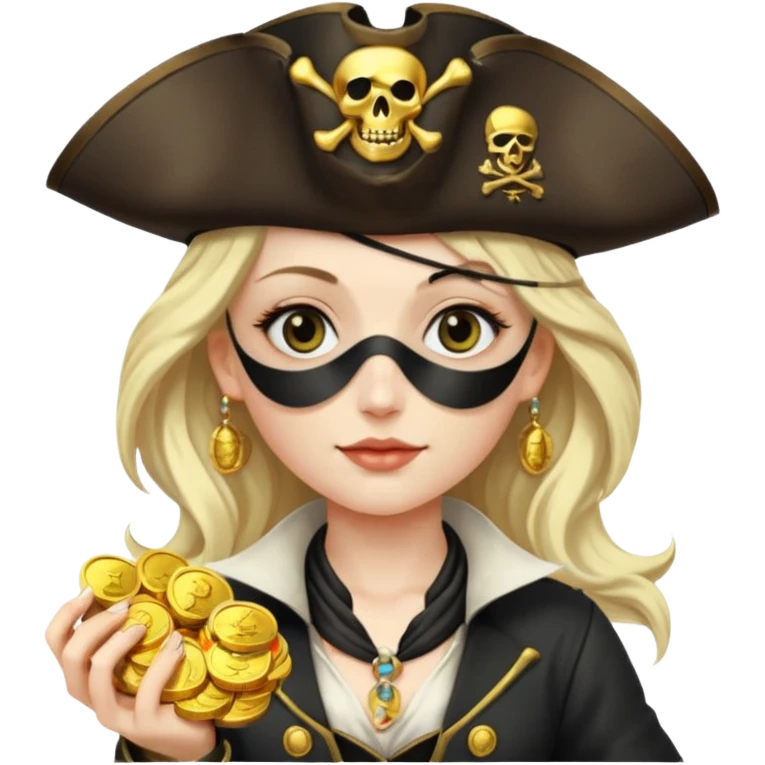 Lady Pirate With holding Coins. emoji