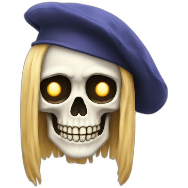 a-scary-skeleton-at-computer-with-long-hair-and-beret emoji