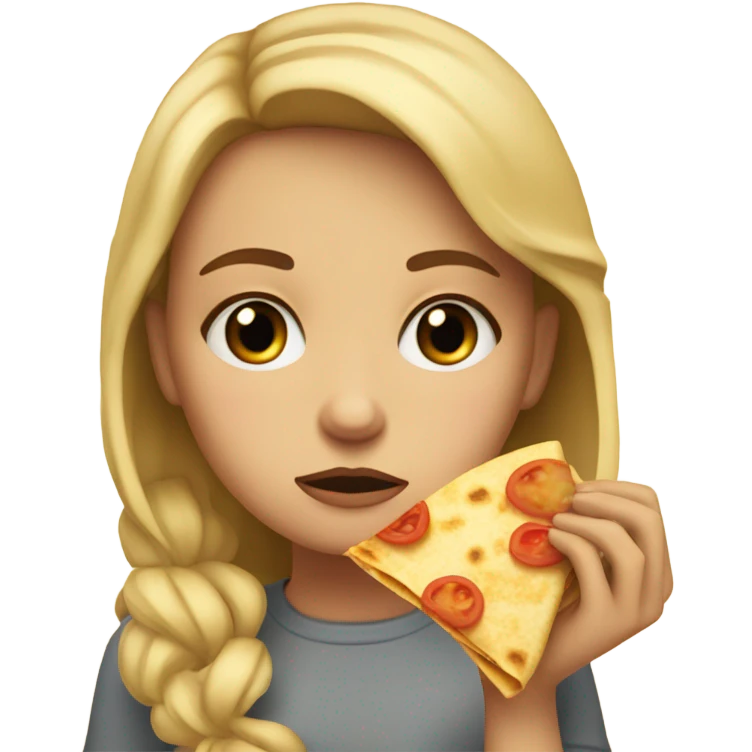 Blonde girl crying over quesadilla emoji