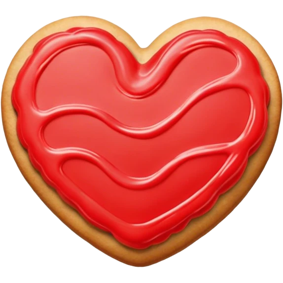 Heart-shaped cookie with red icing emoji