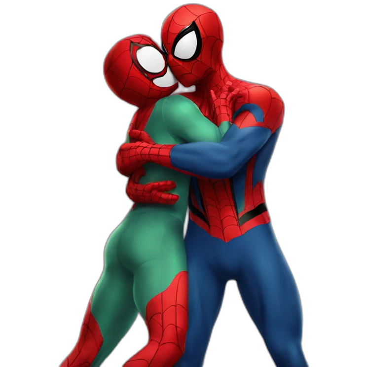 Spiderman hugging ellokity emoji