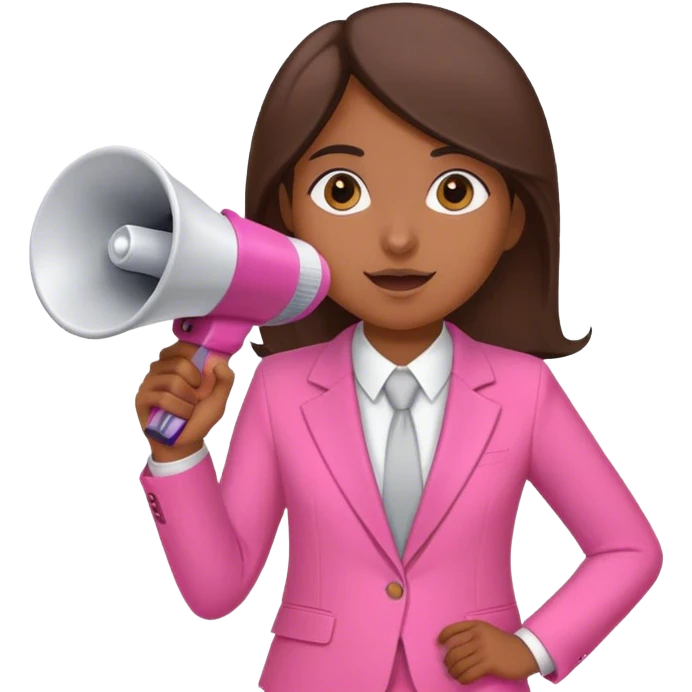 Brune girl pink suit mégaphone  emoji