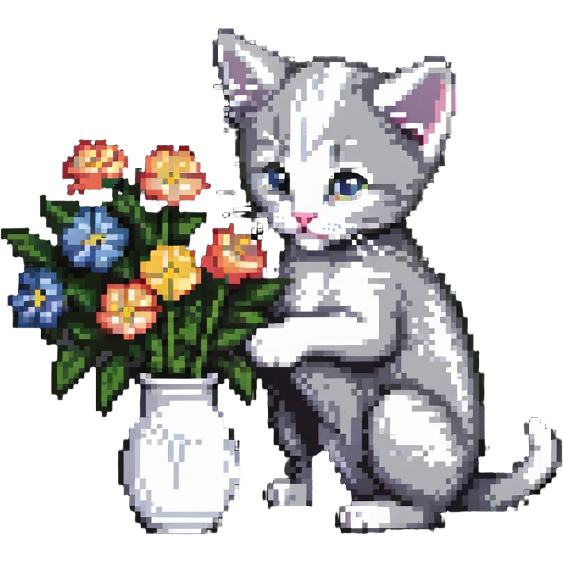 Kitten smells flowers emoji