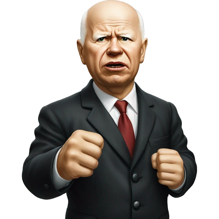 Khrushchev photorealistic threatens with his fist emoji