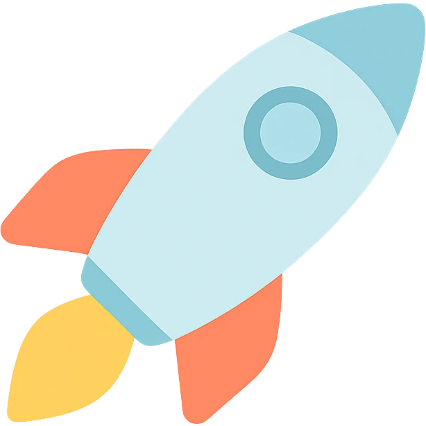 colored icon of a rocket emoji