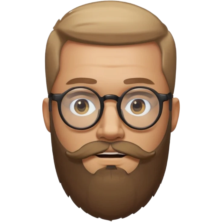 I need a simple emoji of a full bearded man with round glasses, light expression emoji