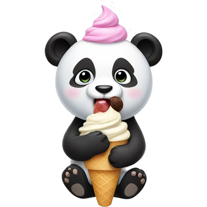 Panda eating ice cream emoji