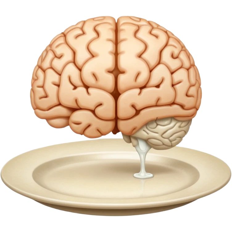 Brain on a plate next to head  emoji