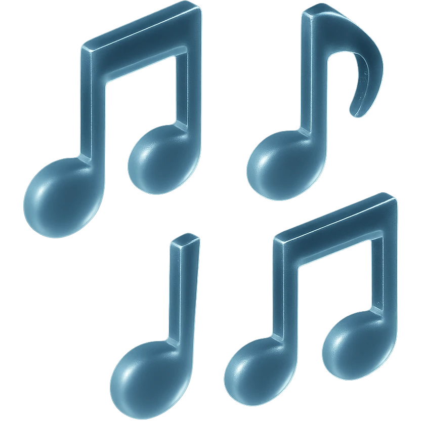 3D music notes with shiny glossy surface emoji
