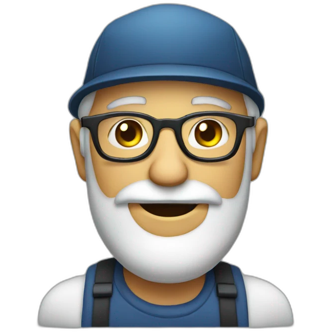 Old man, beard, cap, glasses emoji