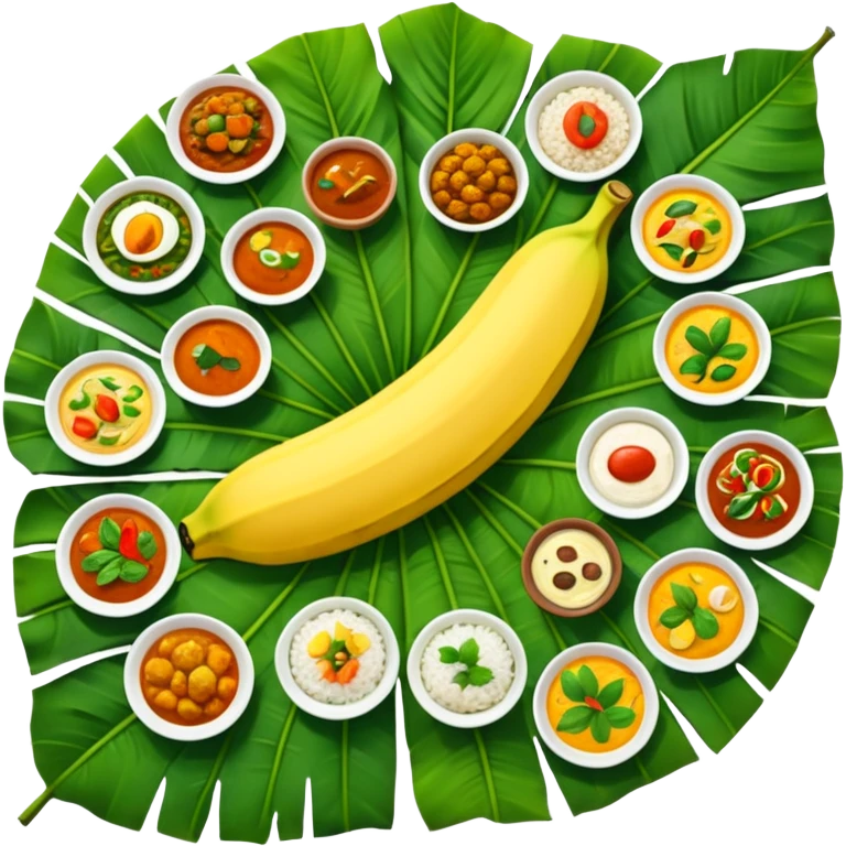 Kerala sadhya in large long banana leaf emoji