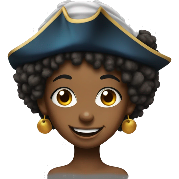 black girl with afro puffs with a pirate hat tounge out winking emoji