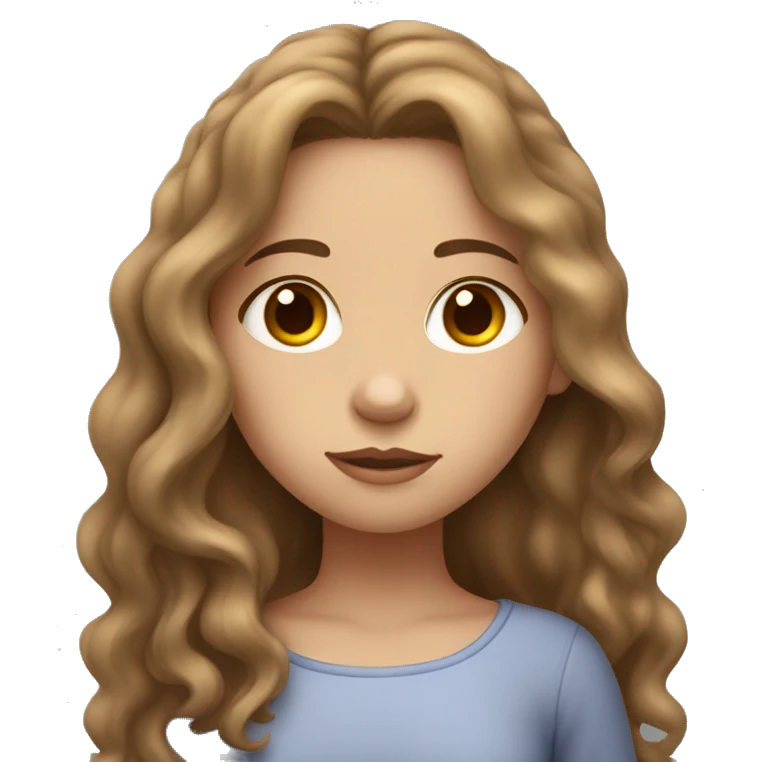 sleepy girl with grey eyes, light skin and long brown wavy hair  emoji