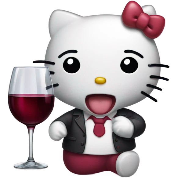Hello Kitty drinking red wine emoji