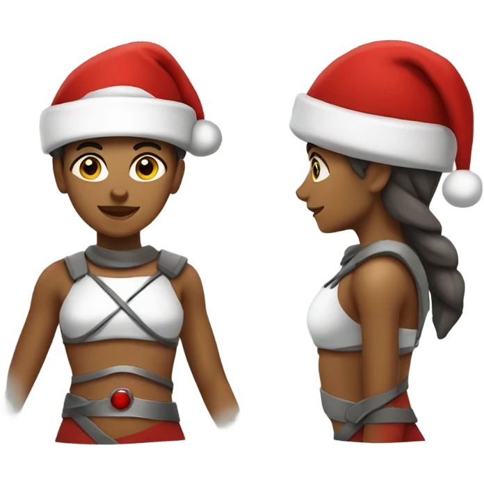spartan female wearing red santa hat emoji