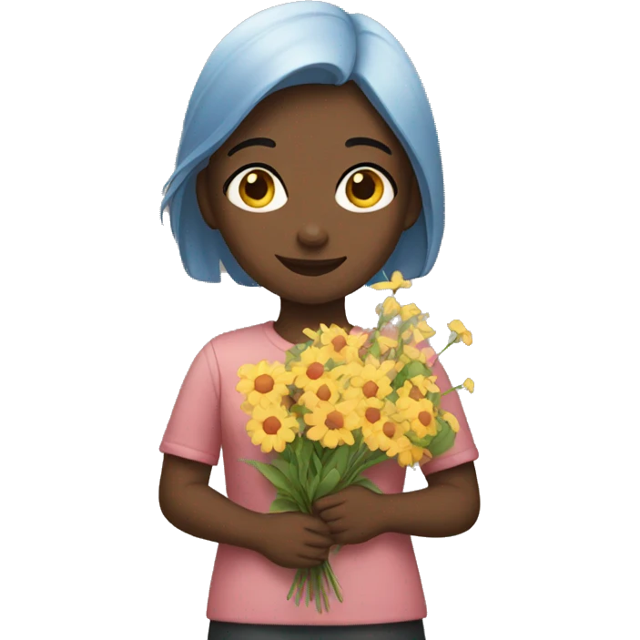 Girl holding flowers emoji
