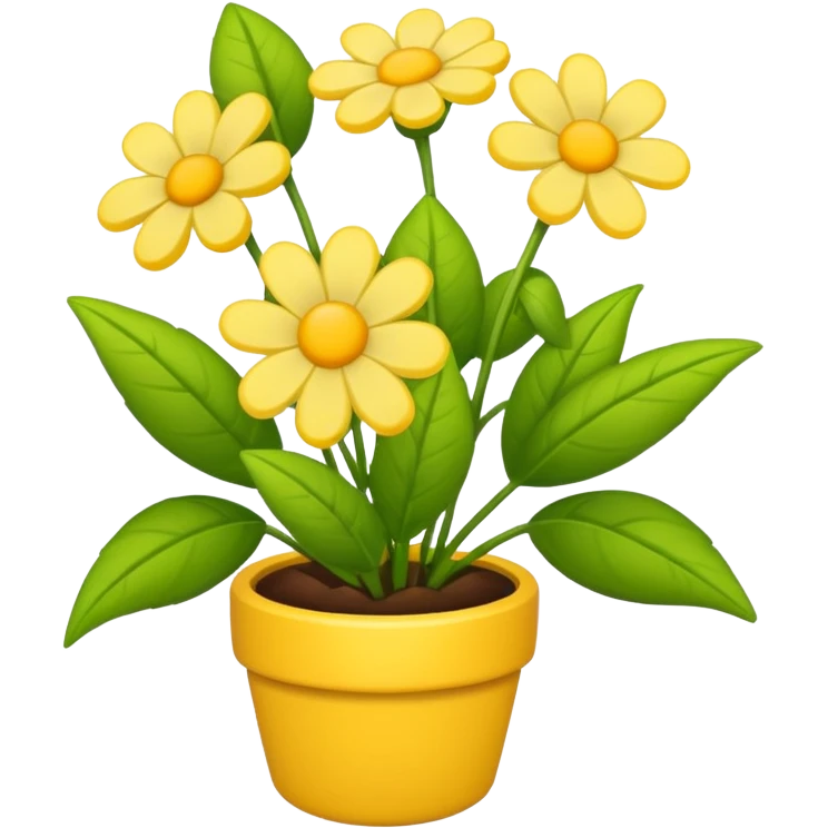 Vibranium shrub  in emoji format. I bunch of yellow whitish flowers with green leaves behind. Minimalistic. emoji