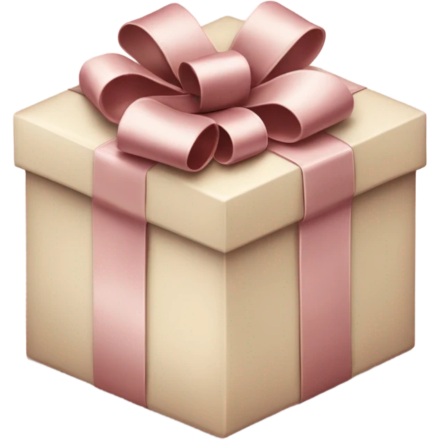 Beige gift box: A sophisticated beige box with a dusty rose bow and matching ribbon, giving it a soft, elegant, and vintage holiday vibe emoji