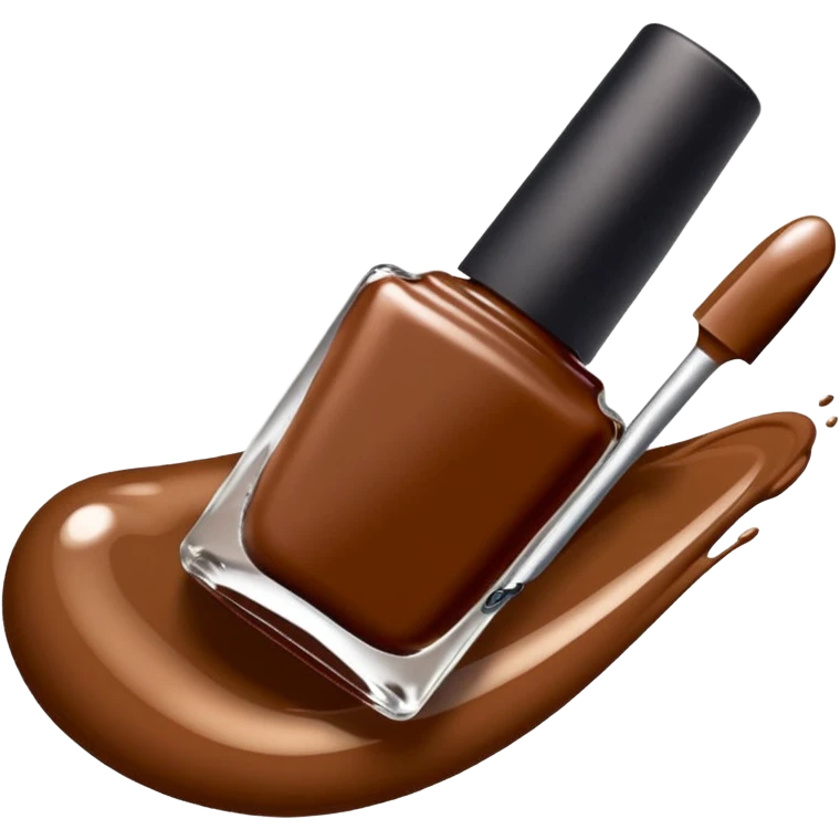 main en train d'être vernis avec du vernis marron emoji