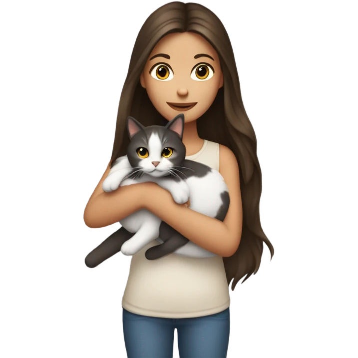 Brunette girl and cat emoji
