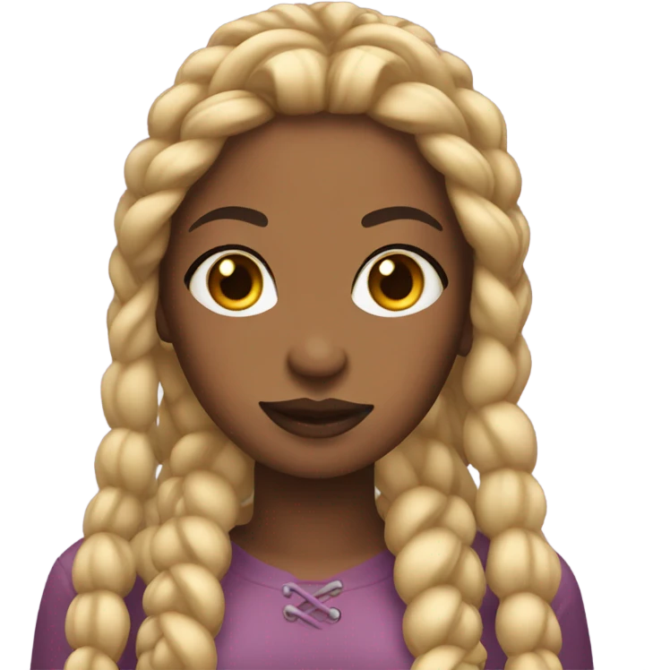 Brown skin with blonde braids and lipgloss emoji
