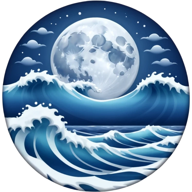 full moon above ocean waves emoji
