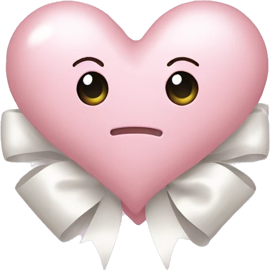Cute light pink heart with a white coqquete bow wrapped around it emoji