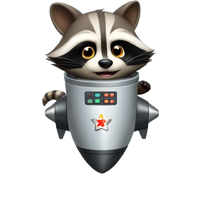 Raccoon in rocket emoji