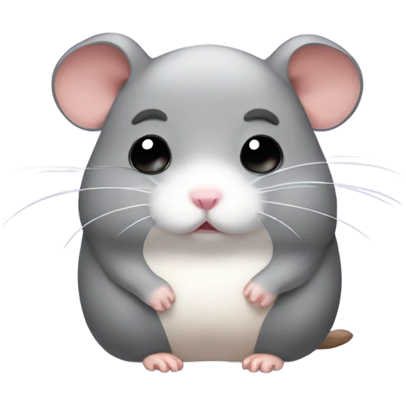 Sad grey hamster with a bow emoji