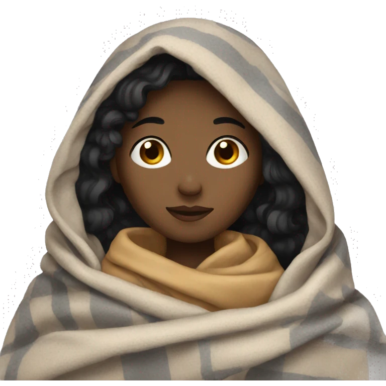 Black haired girl in blanket emoji