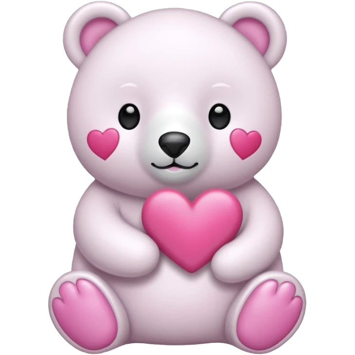  Oso Polar blanco corazón rosa kawaii emoji