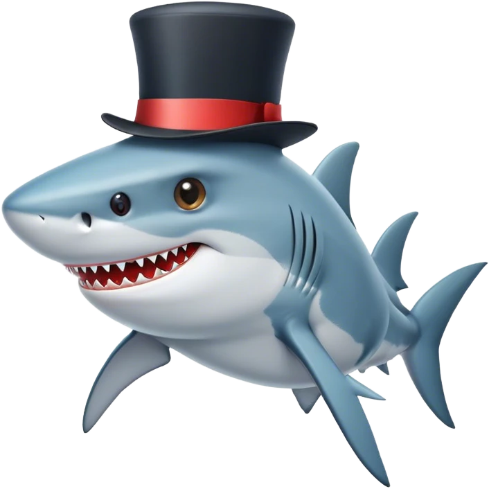 Shark with a top hat emoji